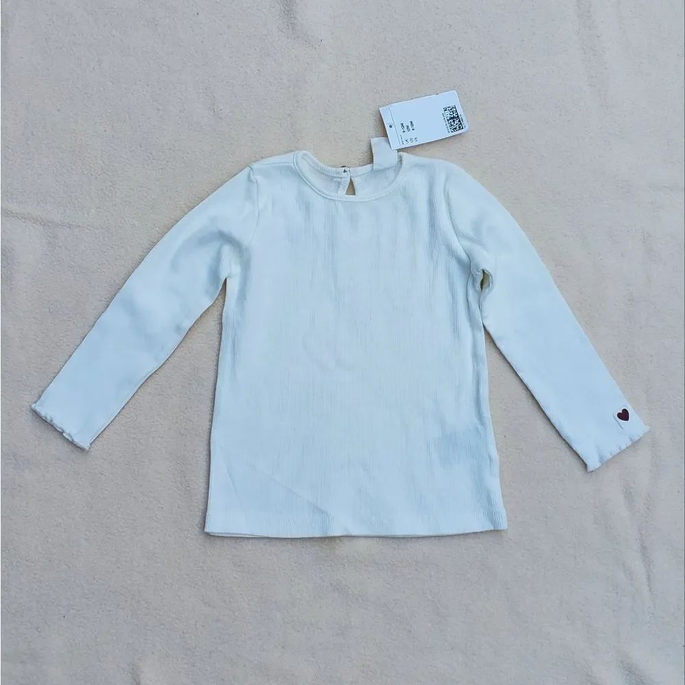 H&M cream colored ribbed long sleeve shirt size 12 months